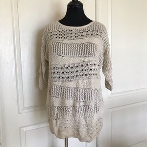Dana Buchman beige overlay sweater with pattern